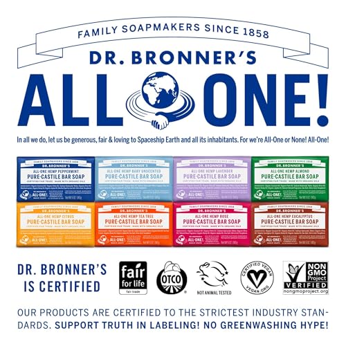 Dr. Bronner'S DRORGA11 Pure-Castile Bar Soap (Tea Tree, 5 Ounce) - Made With Organic Oils, For Face, Body, Hair And Dandruff, Gentle On Acne-Prone Skin, Biodegradable thumb #5
