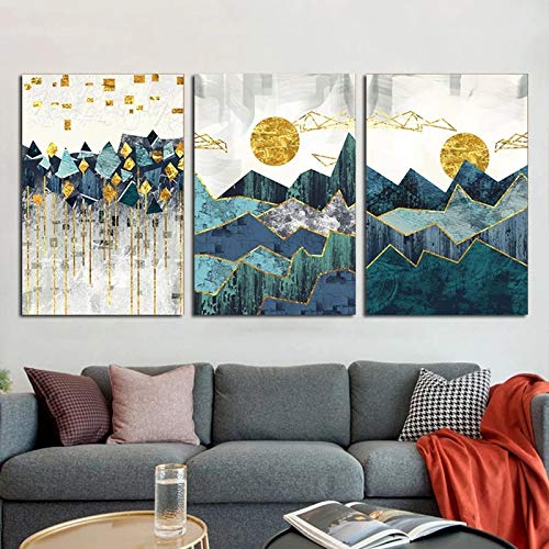 Toile paysage montagne abstrait art mural haut de gamme lot de 3 affiches grand format