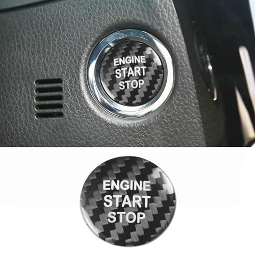 LANZMYAN Compatible with Toyota Engine Start Stop Button Cover Keyless One Click Push Start Button Trim Sticker for RAV4 Highlander Corolla Camry Avalon CHR etc, Real Carbon Fiber(Black) -  LD00514