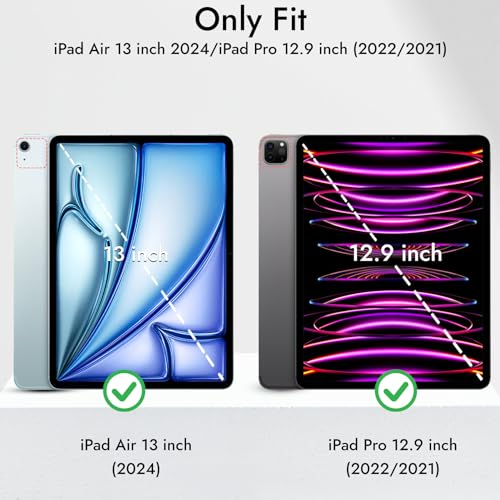 Image of Robustrion for iPad Air 13 inch Cover Case /for iPad Pro 12.9 inch with [Pencil Holder] [Transparent Back] Hybrid Case Cover for iPad Air 13 inch 2024 [Auto Sleep Wake Support] - Black