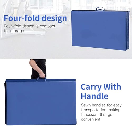 Miniatura 5 de BestMassage Colchoneta de gimnasia para gimnasio, 4 unidades, plegable, ligera, 2 pulgadas de grosor, esterilla de ejercicio de yoga, equipo
