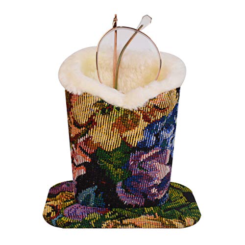 Baitaihem Pack Of 2 Plush Lined Eyeglasses Holder Stand Protective Glasses Case For Desks Or Nightstands(Dark Floral Design) #TOP2