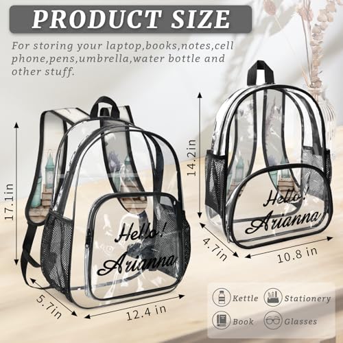 Floral Personalized Large Clear Backpack Heavy Duty for Stadium Approved Custom Floral Pattern PVC Transparent Backpack with Name See Through Bag for Concerts4