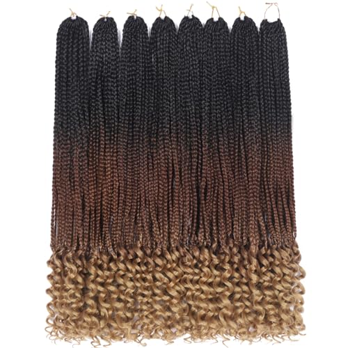 Goddess Box Braids Crochet Hair With Curly Ends Pre-Looped 30 Inch Synthetic Bohemian Box Hair For Black Woman (30 Inch, 1B/30/27#)