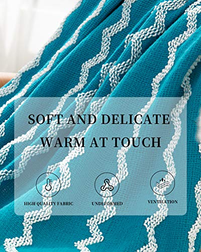 Spaomy Fluffy Chenille Knitted Throw Blanket With Tassels Soft Cozy Lightweight Decorative Throw Blanket For Bed, Sofa, Travel- All Seasons (50X60 Inch, Teal Wave) #TOP6
