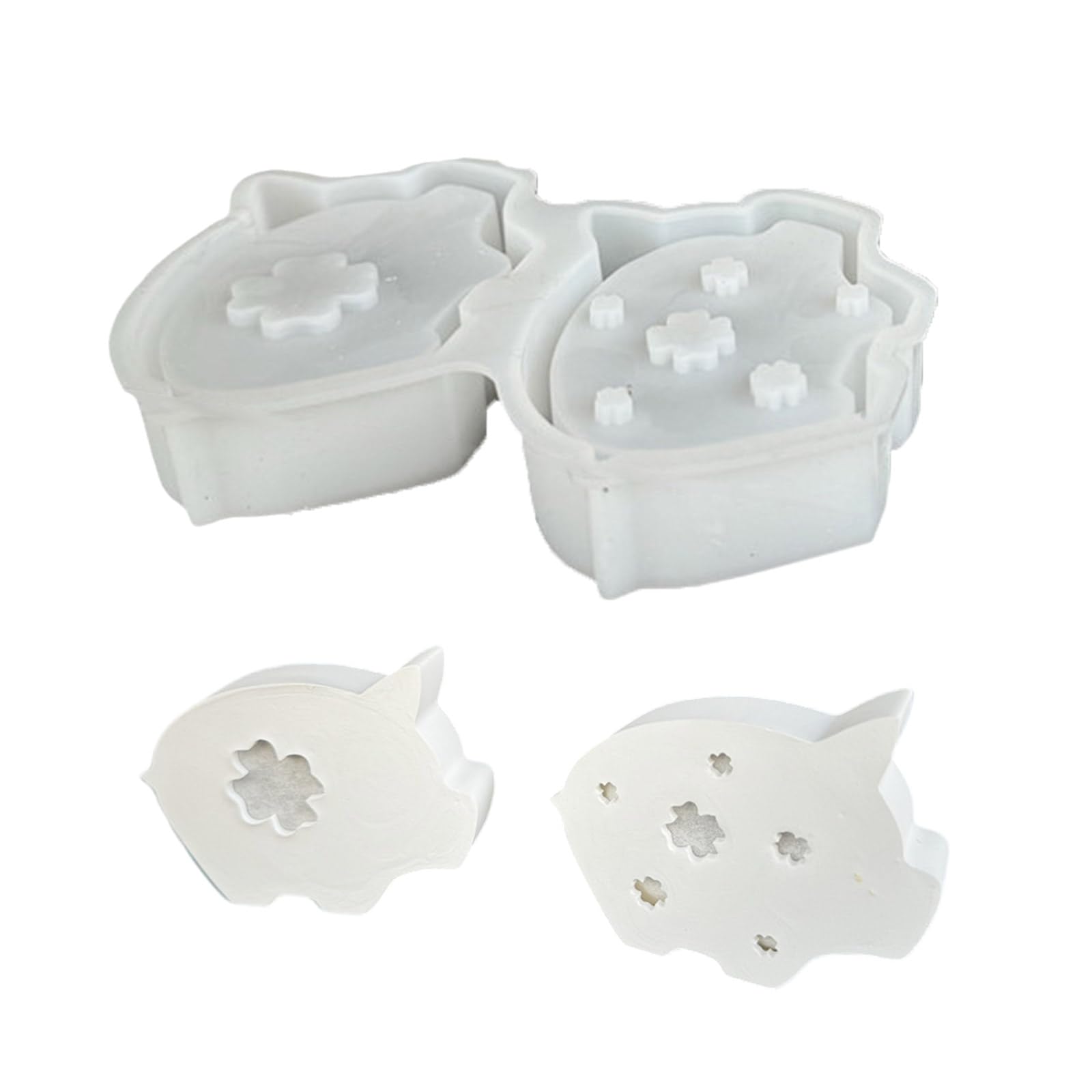 NEWFT Atmospheres Light Silicone Mold Piggy with Clovers Ornament Mould Candlestick Gypsum Mould Jewelry Making Supplies