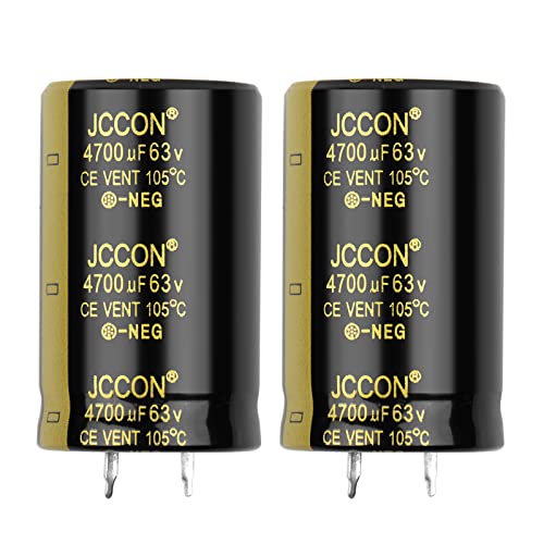 BEEYUIHF Condensateur enfichable 63 V 2200 UF 3300 UF 4700 UF 6800 UF 12000 UF 105 ℃ Condensateur électrolytique audio radial pour amplificateur (lot de 2 pièces) (63 V4700 UF 25 x 40 mm) Cover