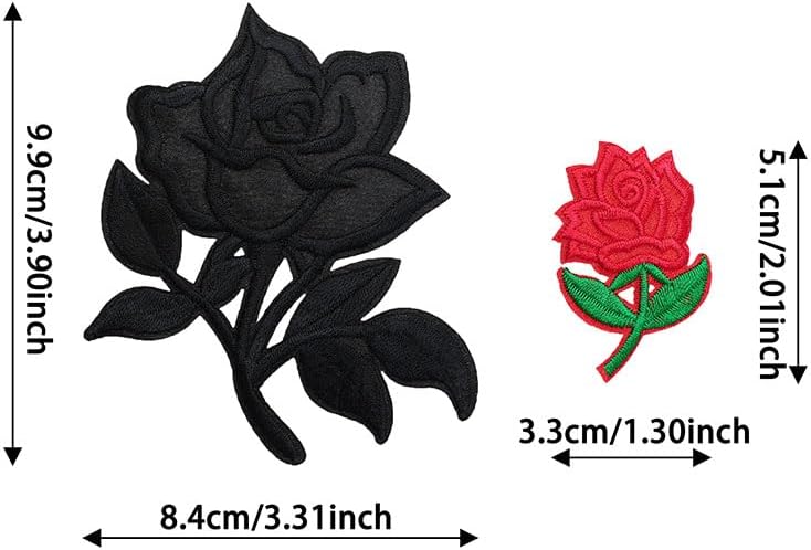 Adult Rose Embroidery hot melt Adhesive Patch Clothes Bag Home Textile Decorative Clothing Accessories (6 Small Black Roses) image 2
