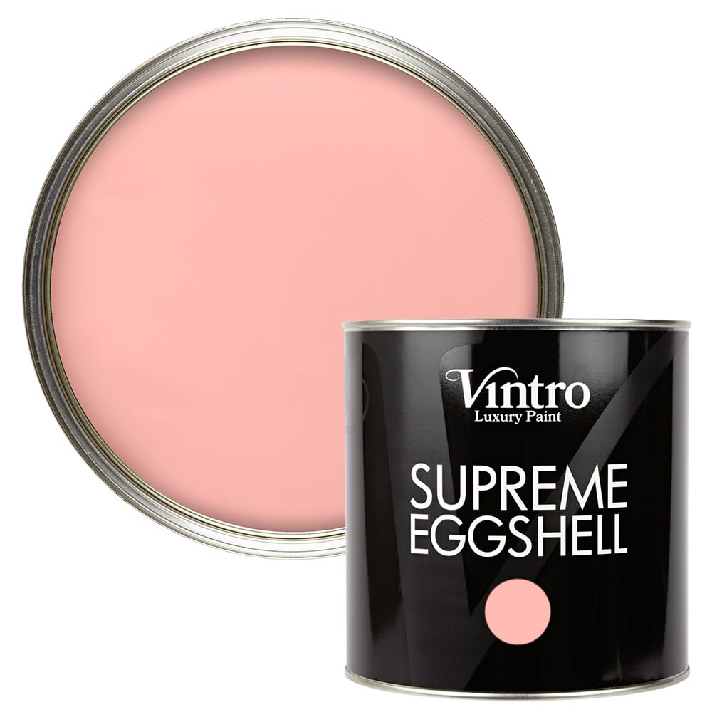 Vintro Paint | Eggshell Paint | for Walls | Wood | Trim | Satin Furniture Paint | Interior & Exterior Use. (Pink - Dancing Salmon, 2.5 Litres)