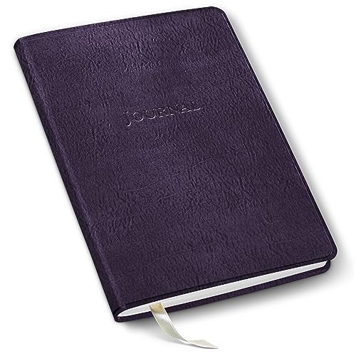 Gallery Leather Journal Notebook - 192 Pages, Softcover, For Men and Women, For Writing, Work & Travel, Handcrafted - Freeport Metallic Purple - 8 x 5.5, Desk Lined