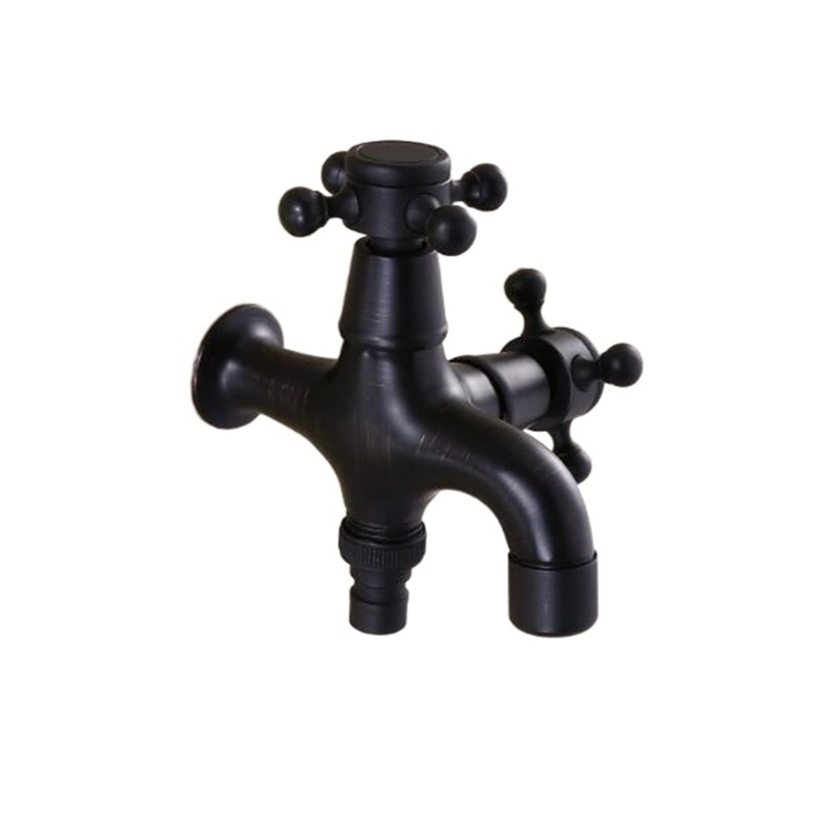 Totale ottone nero olio spazzolato doppio utilizzando la lavatrice rubinetto angolo da giardino Facile da installare(Light Grey)