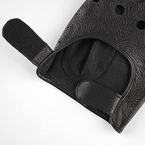 Image of GSG Men's Fingerless Leather Driving Gloves, Half Finger, lambskin | Half Finger Design, Breathable Comfort,Driving, Motorcycle Riding, Racing, Cycling, Daily Wear
