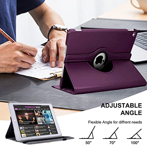Rotating Case for iPad 9.7 Inch 2018 2017 / iPad Air 2 Case - 360 Degree Rotating Stand Protective Cover with Auto Sleep Wake for iPad 9.7 inch (6th Gen, 5th Gen) / iPad Air 2/ iPad Air (Purple)