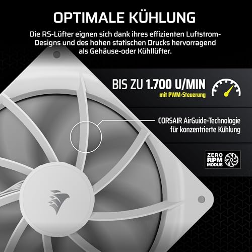 CORSAIR RS140 140mm PWM-Lüfter – Doppelpack, Weiß – Ansicht 5