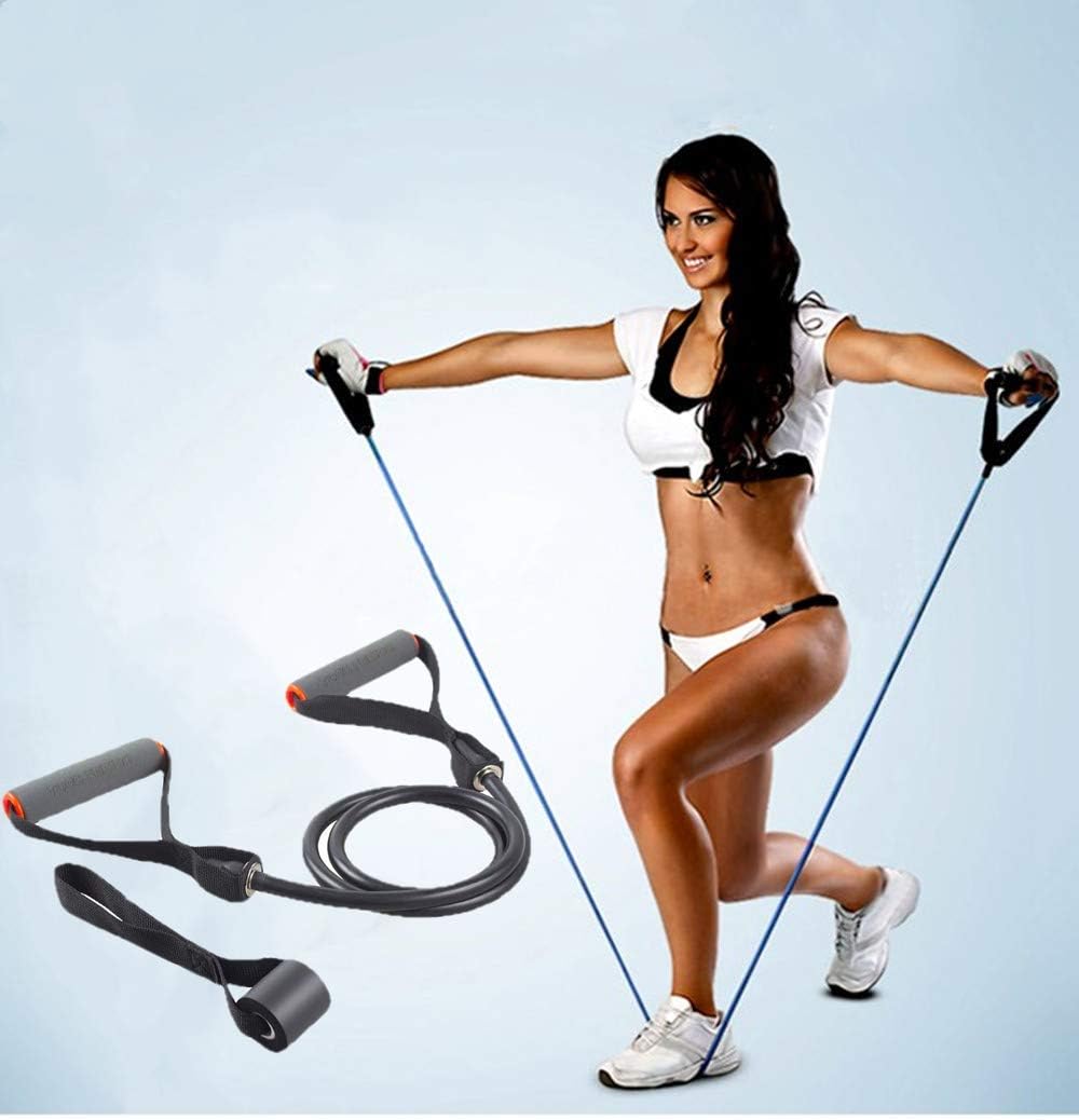 Single Resistance Bands, Workout Bands with Handles and The Exercise Bands with Door Anchor, Suitable for Resistance Training, Physical Therapy, Home Workouts, Boxing Training