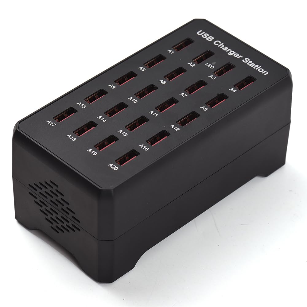 docooler Caricatore USB C Blocco di porte multiple Caricatore USB intelligente da 20 porte da 100 W Caricatore rapido USB C Hub di ricarica USB per più dispositivi Protezione di sicurezza