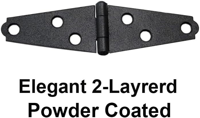QCAA Light Strap Hinge, Steel, 2-Layered Powder Coated, 3", Elegant Frosted Matte Black, 12 Pack, Made in Taiwan