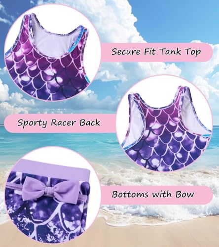 Image of Belovecol Girls Swimsuits 2Pcs Tankini Bathing Suit 4-16Y Bra Pads for 12Y+
