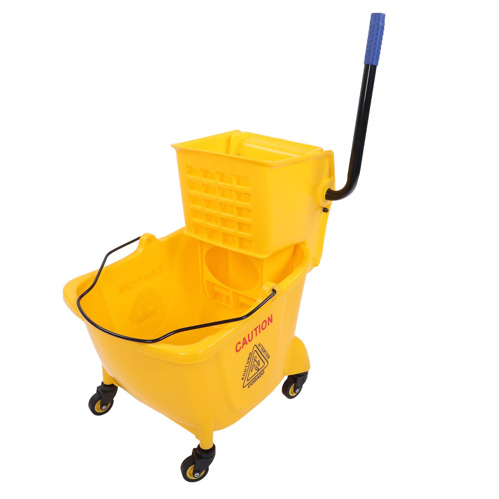 banapoy Cubo para Fregona Comercial, Cubo para Fregona con Ruedas, Escurridor Lateral de Alta Resistencia de 24 Litros, Carro de Limpieza de Suelo Industrial Portátil con Ruedas de 360° para el Hogar,