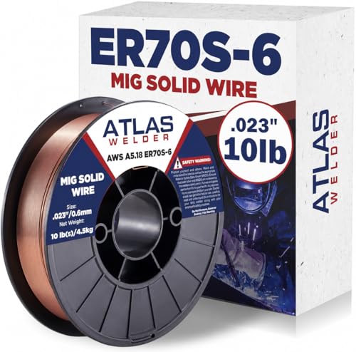 ATLASWELDER Solid MIG Welding Wire ER70S-6 .023 Inch 10LB with Low Spatter and High Levels of Deoxidizers for All Position Gas Welding