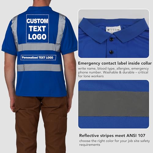 A-SAFETY Reflective Safety Work Shirt, Short Sleeve Polo, Royal Blue, L by A-SAFETY - Used condition - Image 6