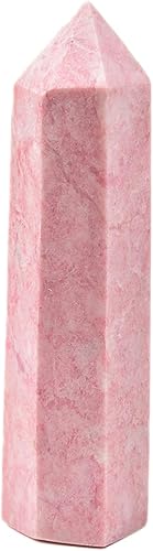 JIC Gem Torre de obelisco con punta de cristal de ópalo en polvo rosa extragrande y piedras decorativas brujería 2.2-2.8 libras