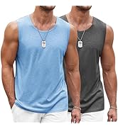 COOFANDY Men's Workout Tank Top 2 Pack Casual Soft Sleeveless Gym Muscle Shirts Bodybuilding Tee