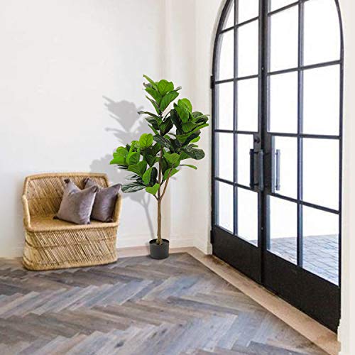 image for Realead 4.3ft Artificial Plant Fiddle Leaf Fig Tree Fake Tree in Pot N