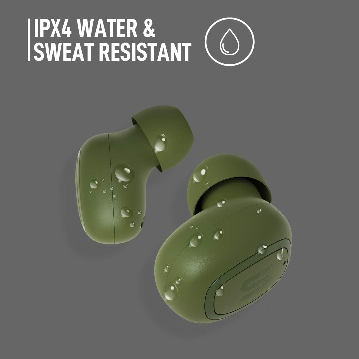 Soul S-Gear Wireless Earbuds - in Ear Headphones, Bluetooth, Water-Resistant, Music and Calls (Green)