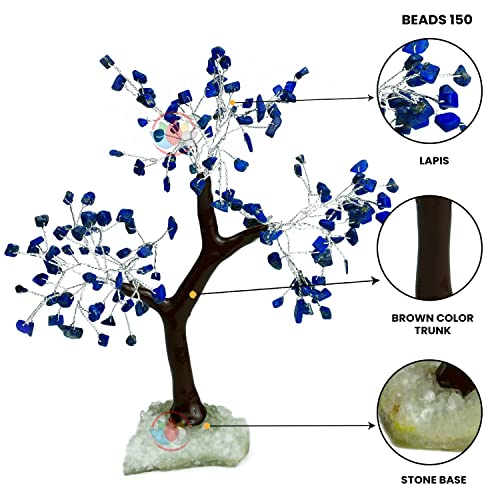 Image of REMEDYWALA Charged Energized Lapis Lazuli Crystal Tree Cluster Stone Base for Reiki Healing Lapis Lazuli Stones Crystal Tree 150 Beads