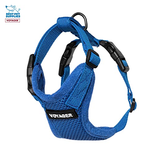 Image of Best Pet Supplies Voyager Step-in Lock Pet Harness w Reflective Pet Leash Combo Set with Neoprene Handle 5ft - Supports Small, Medium and Large Breed Puppies /Cats - Royal Blue, XXXS