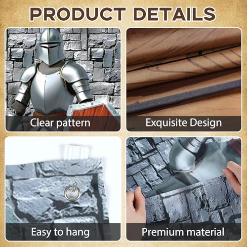 Image of CHUNNIN 4PCS Medieval Entryway Party Decoration Castle Party Supplies Medieval Themed Hanging Door Banner Castle Knight Porch Banner Runners for Kids Birthday Baby Shower Favors