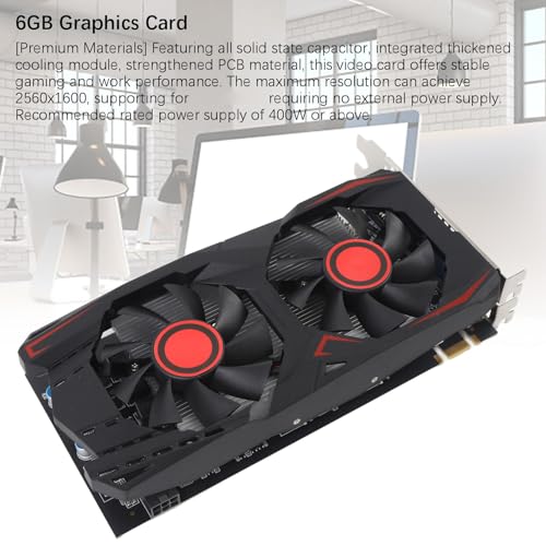Scheda Grafica da 550Ti da 6 GB, Scheda Grafica GDDR5 192 Bit per PC da Gioco, Doppia Ventola PCIe 2.0 16x Scheda Video Slot Slot con Interfaccia DVI VGA HDMI, Risoluzione - Scheda video - Immagine 1
