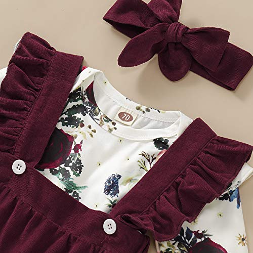 Image of Newborn Baby Girl Clothes Toddler Long Sleeve Ruffle Romper Top Infant Skirt Set Little Girl Overall Dress