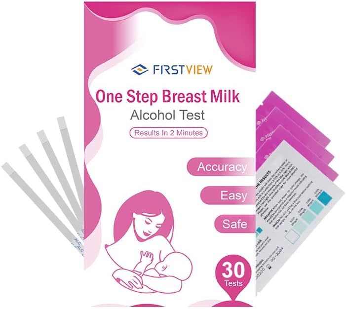 FIRSTVIEW Alcohol Test Strips for Breastmilk,Detects Alcohol in 2 Mintues, High Sensitivity to 0.02%(20mg/dL, Simple Breastmilk Dip Test, Fast and Easy to Use for Breastfeeding Moms-30 Test Strips