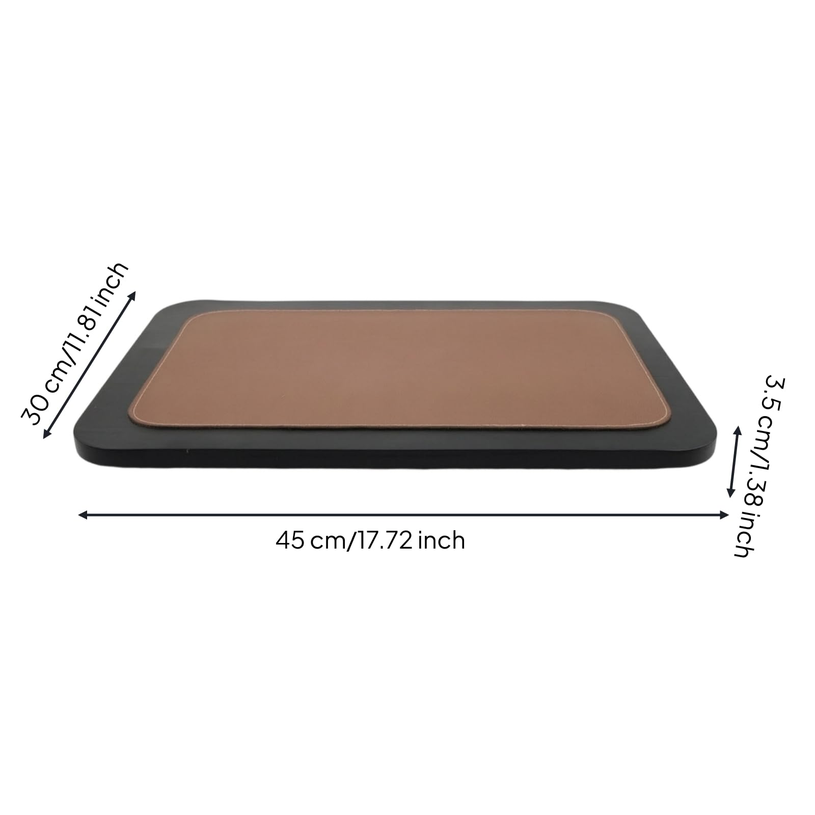 Vassoio Organizzatore Rettangolare in Composito Vassoio Vassoietto Piatto Vassoiera con Design Pulito Effetto Legno E Superficie a Texture Pelle per, Marrone, Grande 45 30 3.5cm