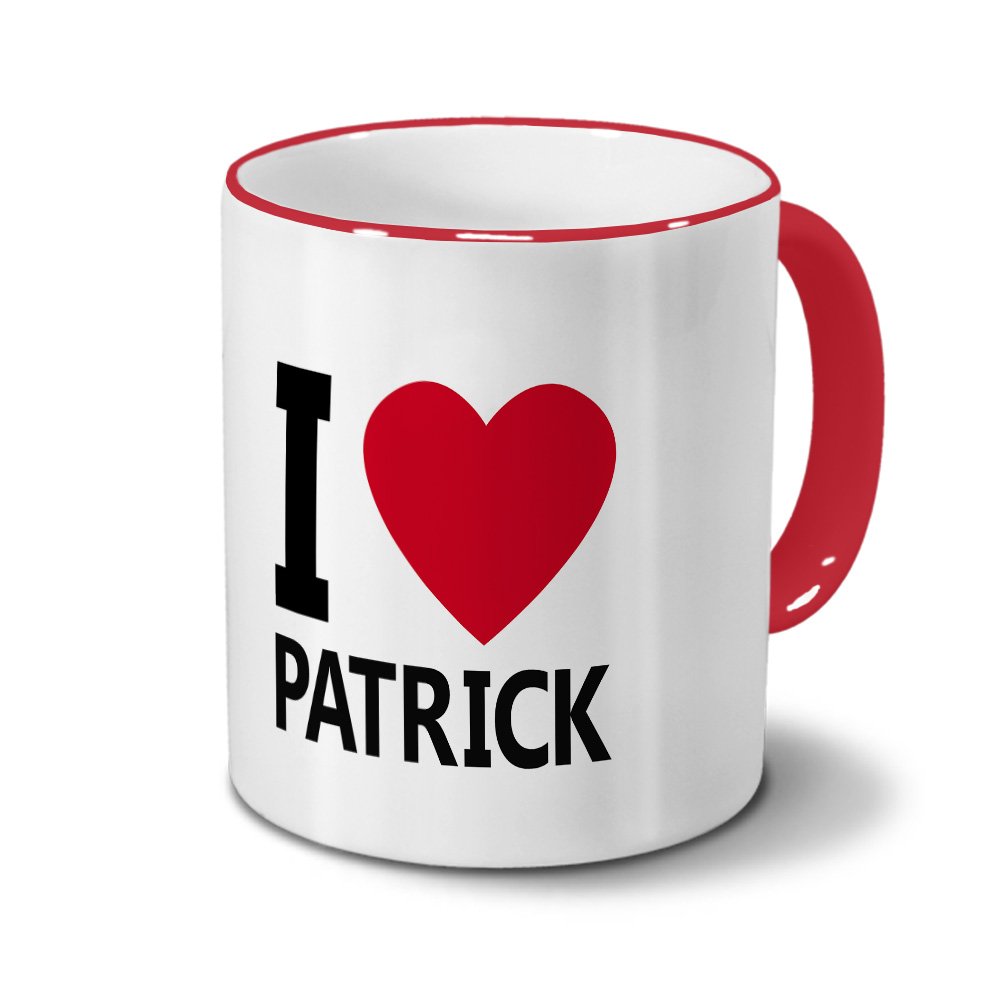 Personalisiert Tasse Mit Namen „Schatzi“ - Motiv „I Love“, 325 Ml, Rot, Spülmaschinenfest
