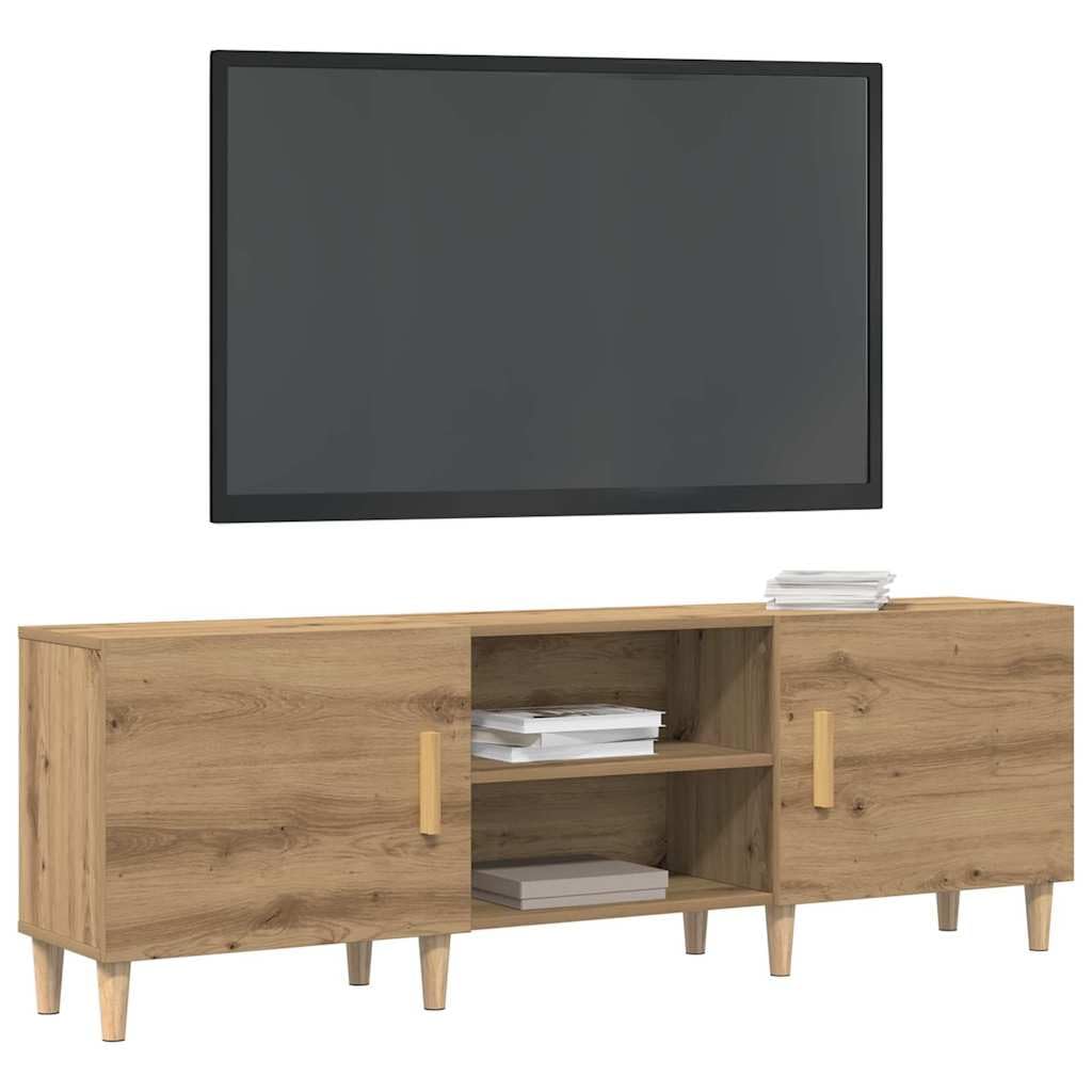 TV-Schrank Eiche handwerklich 150x30x50 cm, Holzwerkstoff, Matte Oberfläche, für Wohnzimmer, Entertainment Center, Media Console