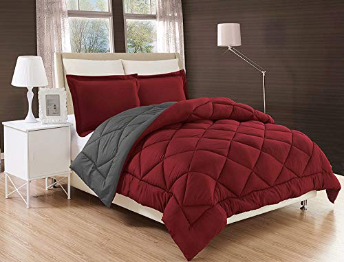Image of PINDIA 200 GSM Microfiber Single Bed Comforter /Blanket - 90 x 60 Inch, Grey Maroon