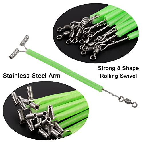 Stainless Steel Fishing Lures Line Wire Leader Trace Luminous Tube Fishing Rigs With Rolling Swivels T-Shape Balance 3 Way Arm Connector Fishing Line Making Tackle 50Pcs #TOP3