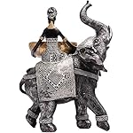 African Design Silver African Elephant and Tribal Lady Figurines with Tribal Totem, Animal and Women Decor Art Sculptures, Holder Statues for Home and Table Decor 911-Black - Image 4