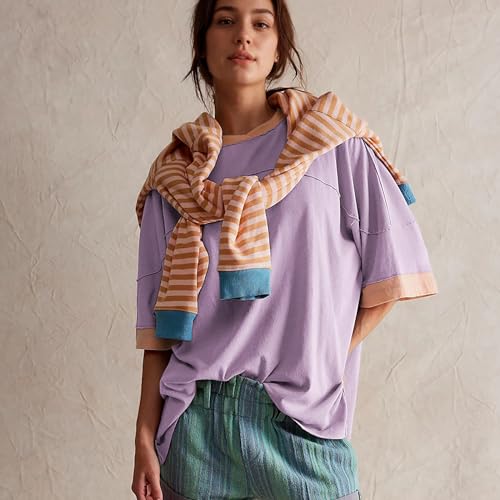 Songling Womens 3/4 Length Sleeve Casual Loose Fit Summer Tee Shirt Basics Cotton t Shirts Trendy Tops4