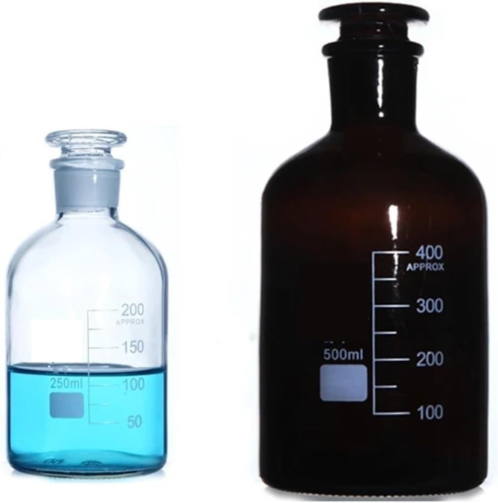 cuello roscado con tubulación, Juego de frascos de reactivo de boca estrecha for laboratorio con tapón esmerilado, vidrio multicolor, varios tamaños(1000mL 1pc)