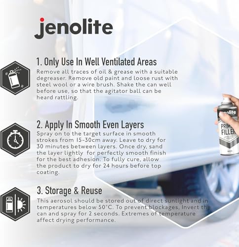 image for JENOLITE Primer Filler Aerosol Paint | GREY | Flexible Primer with Hig