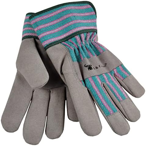 G & F Products G & F 5009M 3 Pair Pack JustForKids Synthetic Leather Kids Garden Gloves, Kids Work Gloves, Grey, 4-6 Years Old