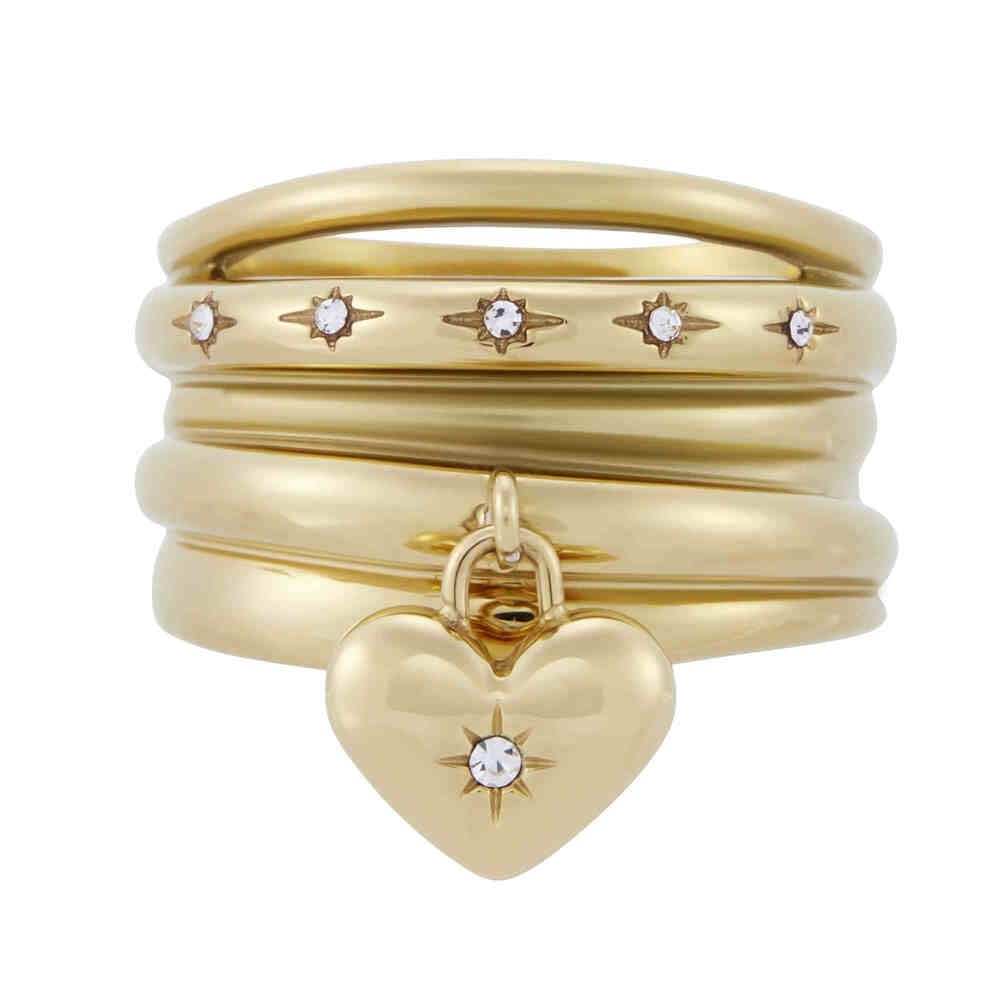 Fossil Sadie Damen Goldfarbener Edelstahlring, JF048347105