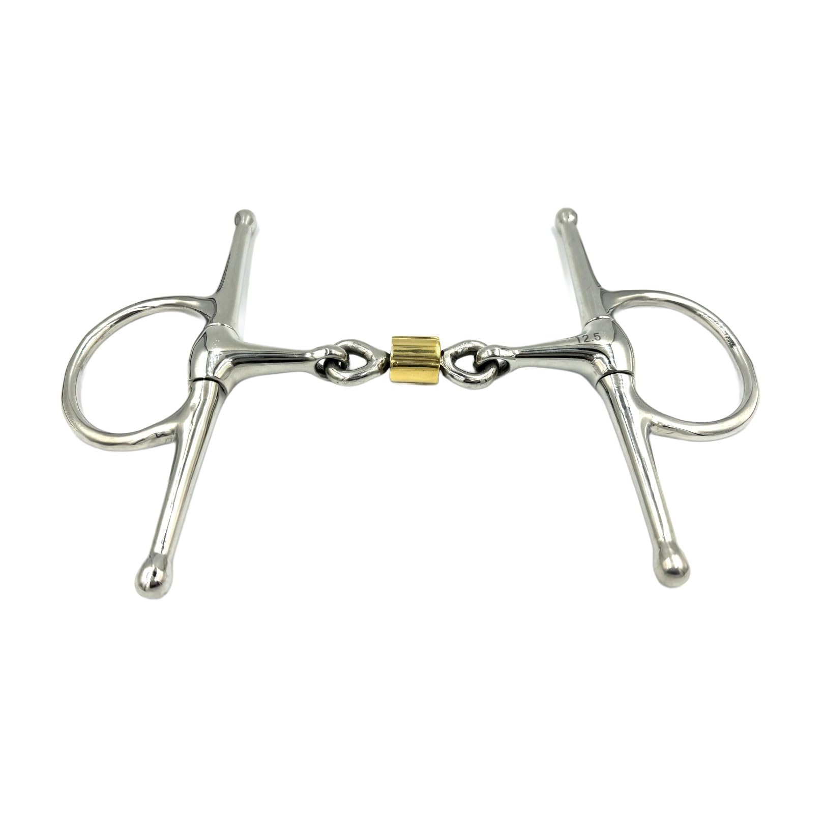 ES0076 Knebeltrense Doppelt Gebrochen Kupfer Roller Edelstahl 14mm, 13.5 cm