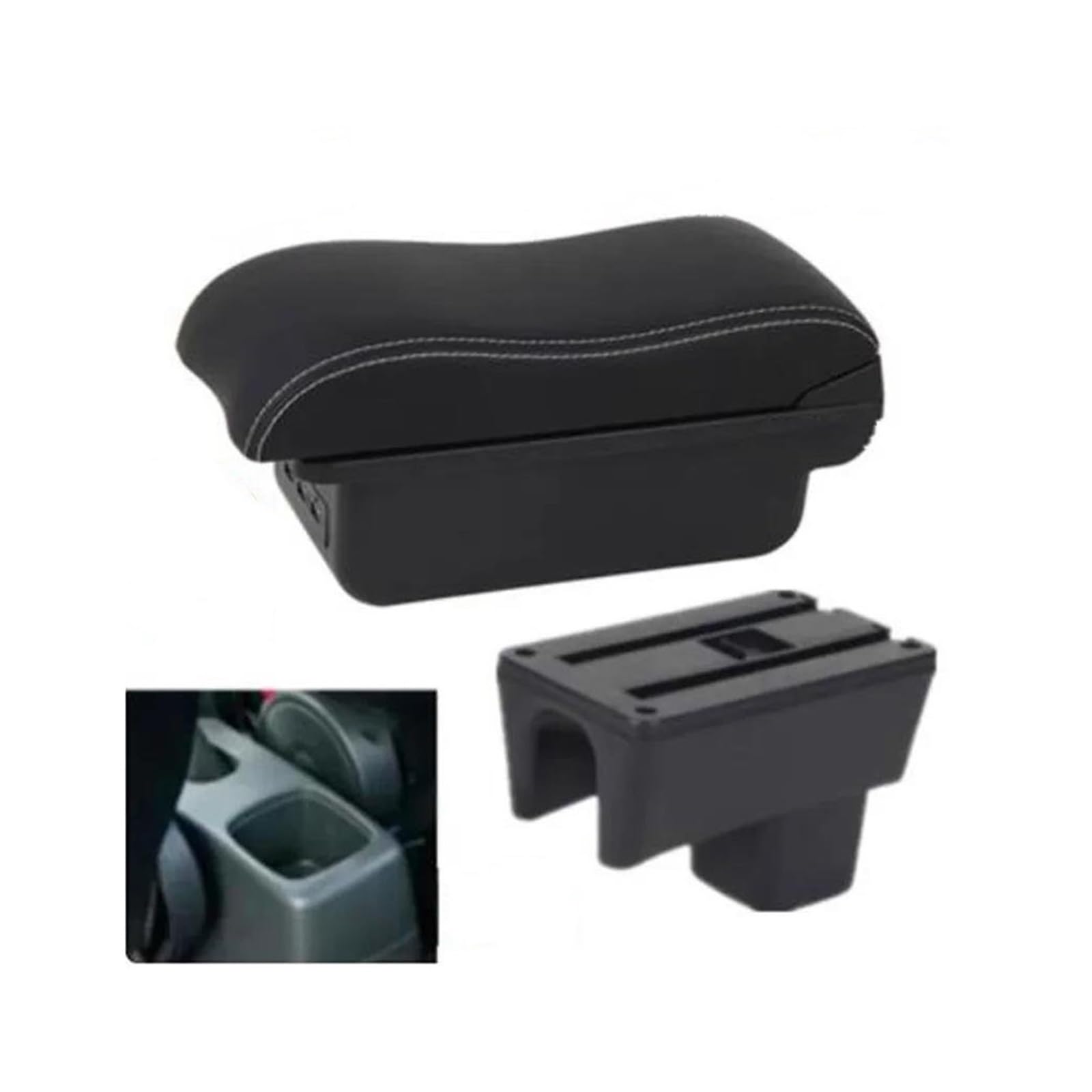 Armrest Box For Suzuki For Swift 2005-2024 Car Armrest Curved Surface Car Storage Box(B3 white lines 3usb)