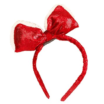 Totelux Christmas Bow Headband Red Bowknot Hair Hoop Bright Velvet Hairband Hair Accessories for Womens Girls Christmas Decoration Wedding Birthday Party Supplies Gift