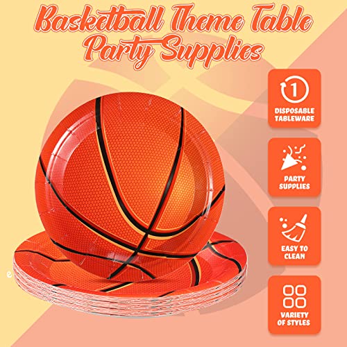 40 Pcs Basketball Dessert Plates Basketball Paper Plates Round Kids' Party Plates For Food Cake Birthday Sport Theme Party Decorations Supplies, 7 Inches #TOP3